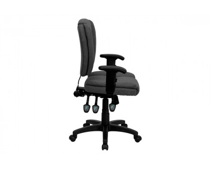 BLNK Caroline Fabric Multifunction Swivel Ergonomic Task Office Chair with Pillow Top Cushioning - Gray, with Arms