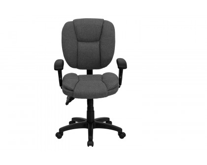 BLNK Caroline Fabric Multifunction Swivel Ergonomic Task Office Chair with Pillow Top Cushioning - Gray, with Arms