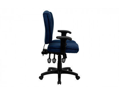 BLNK Caroline Fabric Multifunction Swivel Ergonomic Task Office Chair with Pillow Top Cushioning - Navy Blue, with Arms