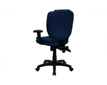 BLNK Caroline Fabric Multifunction Swivel Ergonomic Task Office Chair with Pillow Top Cushioning - Navy Blue, with Arms