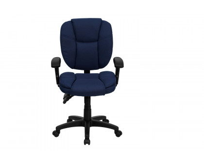 BLNK Caroline Fabric Multifunction Swivel Ergonomic Task Office Chair with Pillow Top Cushioning - Navy Blue, with Arms