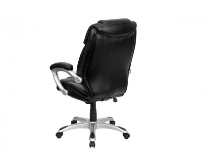 BLNK - Heather LeatherSoft High-Back Layered Upholstered Executive Swivel Ergonomic Office Chair with Silver Nylon Base and Arms