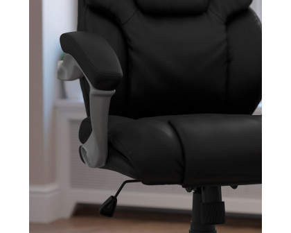 BLNK - Heather LeatherSoft Mid-Back Layered Upholstered Executive Swivel Ergonomic Office Chair with Silver Nylon Base and Arms