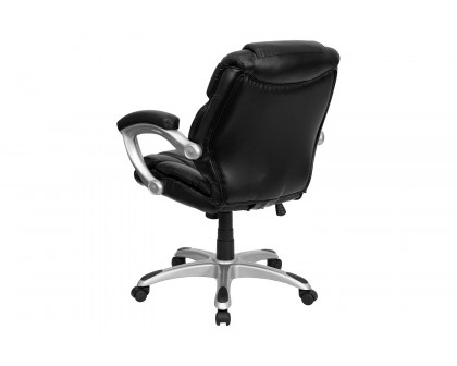 BLNK - Heather LeatherSoft Mid-Back Layered Upholstered Executive Swivel Ergonomic Office Chair with Silver Nylon Base and Arms