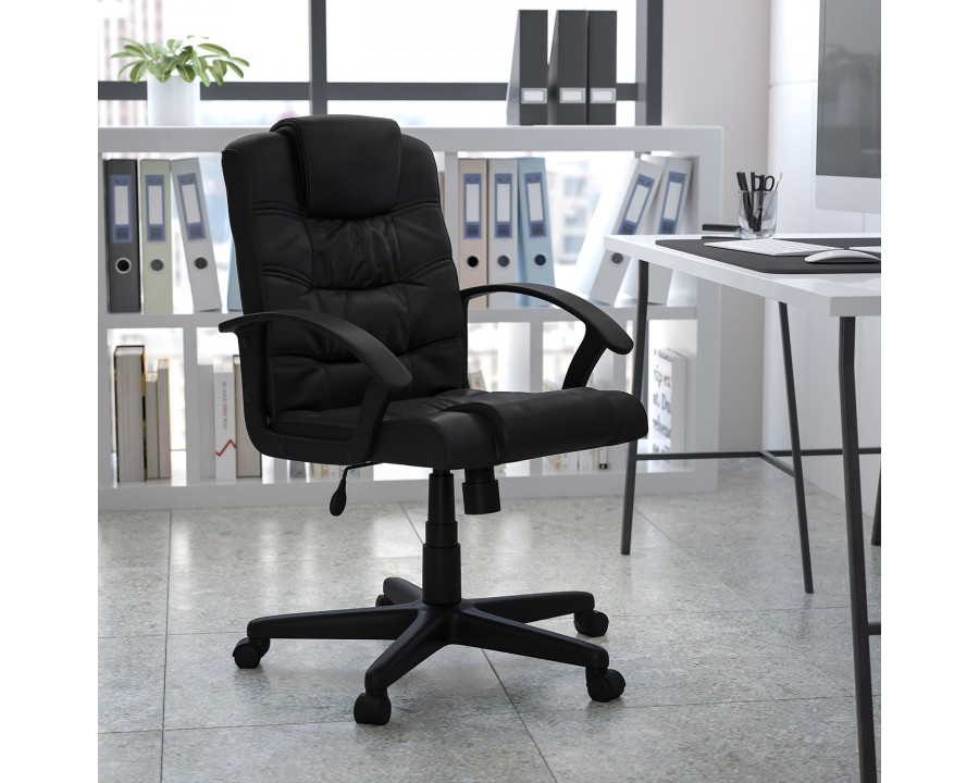 BLNK - Lindon LeatherSoft Mid-Back Swivel Task Office Chair with Arms