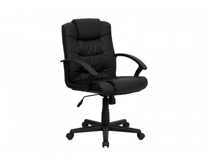 BLNK - Lindon LeatherSoft Mid-Back Swivel Task Office Chair with Arms