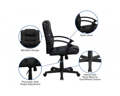 BLNK - Lindon LeatherSoft Mid-Back Swivel Task Office Chair with Arms