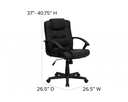 BLNK - Lindon LeatherSoft Mid-Back Swivel Task Office Chair with Arms