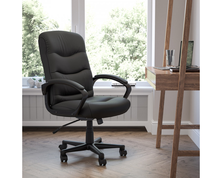 BLNK - Chelsea LeatherSoft Mid-Back Executive Swivel Office Chair with Three Line Horizontal Stitch Back and Arms