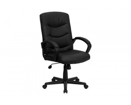 BLNK - Chelsea LeatherSoft Mid-Back Executive Swivel Office Chair with Three Line Horizontal Stitch Back and Arms