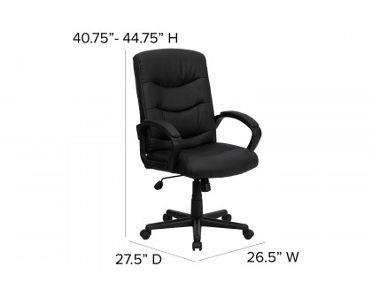 BLNK - Chelsea LeatherSoft Mid-Back Executive Swivel Office Chair with Three Line Horizontal Stitch Back and Arms