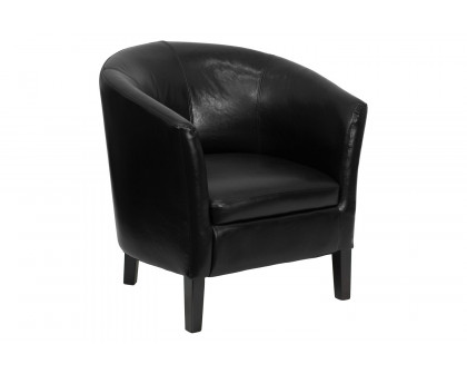 BLNK Lauren LeatherSoft Barrel Shaped Guest Chair with Wooden Legs