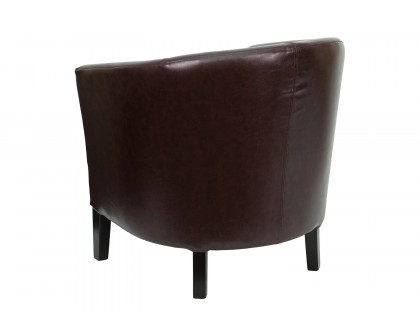 BLNK Lauren LeatherSoft Barrel Shaped Guest Chair with Wooden Legs - Brown