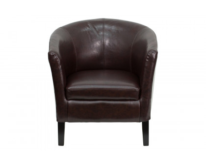 BLNK Lauren LeatherSoft Barrel Shaped Guest Chair with Wooden Legs - Brown