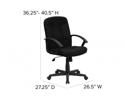 BLNK Garver Fabric Mid-Back Executive Swivel Office Chair with Nylon Arms - Black