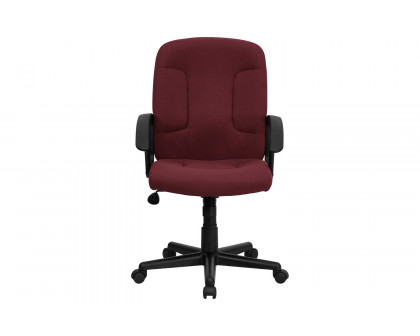 BLNK Garver Fabric Mid-Back Executive Swivel Office Chair with Nylon Arms - Burgundy