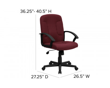 BLNK Garver Fabric Mid-Back Executive Swivel Office Chair with Nylon Arms - Burgundy