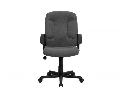 BLNK Garver Fabric Mid-Back Executive Swivel Office Chair with Nylon Arms - Gray