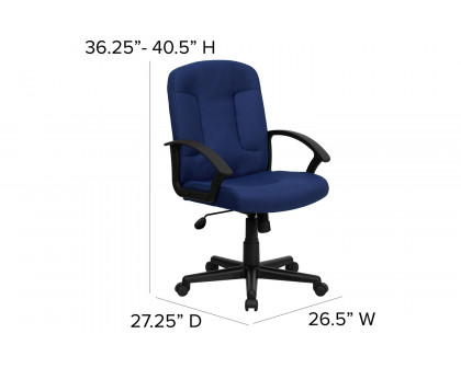 BLNK Garver Fabric Mid-Back Executive Swivel Office Chair with Nylon Arms - Navy