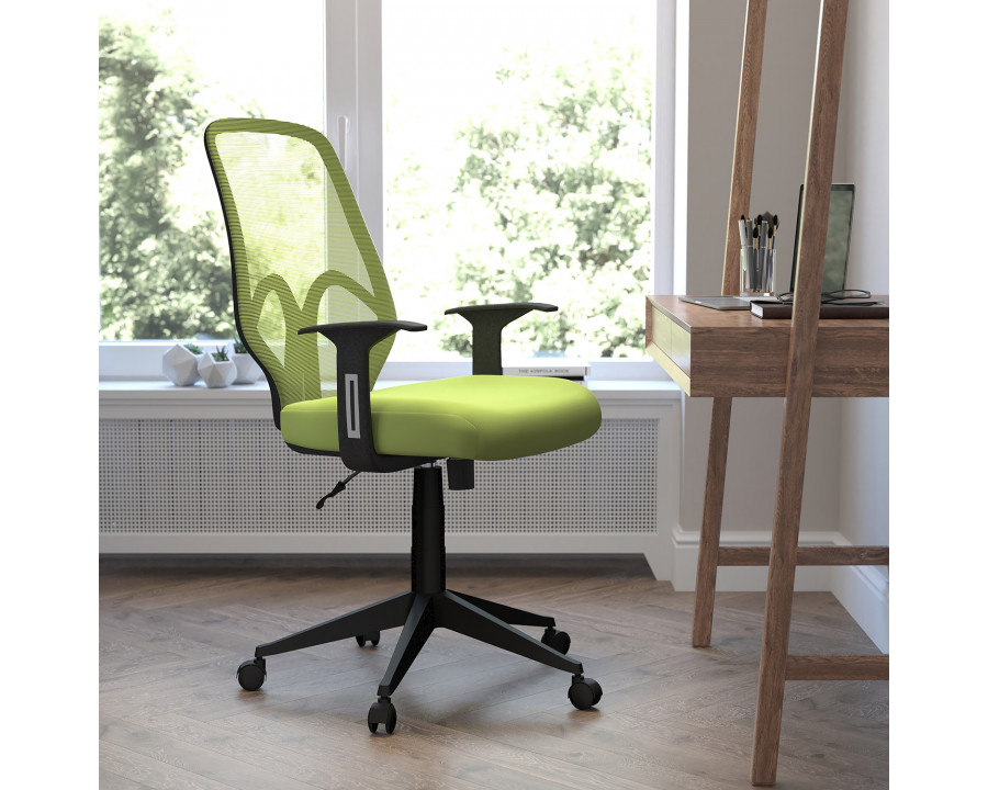 BLNK Salerno Series High-Back Black Mesh Office Chair - Green, with Arms