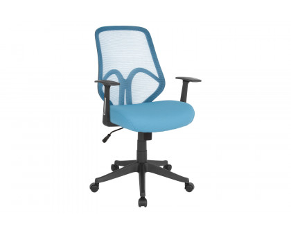 BLNK Salerno Series High-Back Black Mesh Office Chair - Light Blue, with Arms