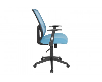 BLNK Salerno Series High-Back Black Mesh Office Chair - Light Blue, with Arms