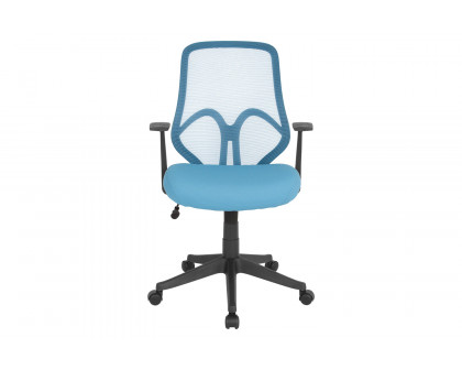 BLNK Salerno Series High-Back Black Mesh Office Chair - Light Blue, with Arms