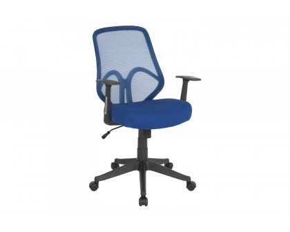 BLNK Salerno Series High-Back Black Mesh Office Chair - Navy, with Arms