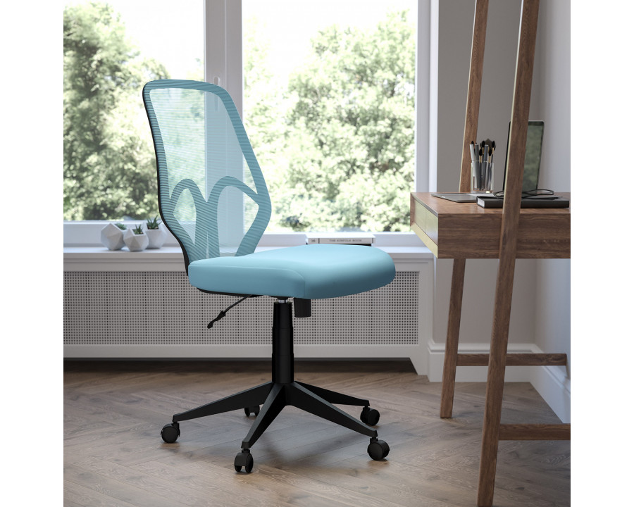 BLNK Salerno Series High-Back Black Mesh Office Chair - Light Blue