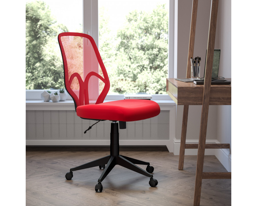 BLNK Salerno Series High-Back Black Mesh Office Chair - Red