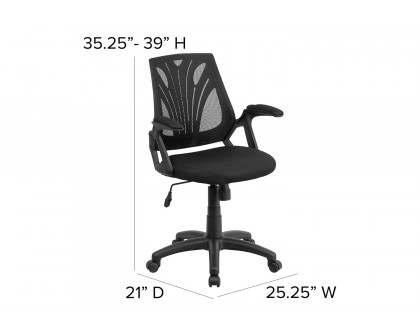 BLNK Sam Mid-Back Mesh Swivel Task Office Chair with Open Arms - Fabric