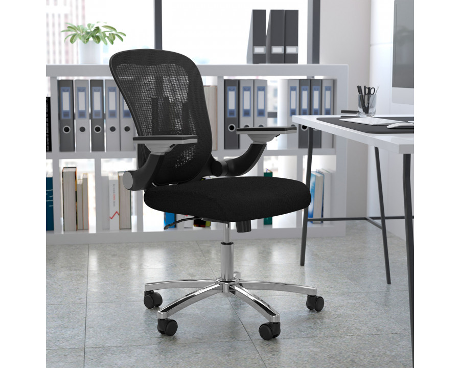 BLNK - Sam Mid-Back Mesh Executive Swivel Ergonomic Office Chair with Height Adjustable Flip-Up Arms