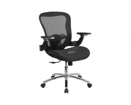 BLNK - Sam Mid-Back Mesh Executive Swivel Ergonomic Office Chair with Synchro-Tilt and Height Adjustable Flip-Up Arms