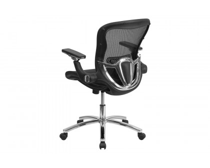 BLNK - Sam Mid-Back Mesh Executive Swivel Ergonomic Office Chair with Synchro-Tilt and Height Adjustable Flip-Up Arms