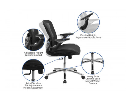 BLNK - Sam Mid-Back Mesh Executive Swivel Ergonomic Office Chair with Synchro-Tilt and Height Adjustable Flip-Up Arms