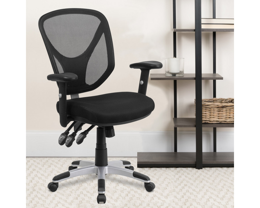 BLNK - Sam Mid-Back Mesh Multifunction Swivel Ergonomic Task Office Chair with Adjustable Arms