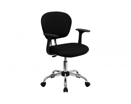 BLNK Beverly Mid-Back Mesh Padded Swivel Task Office Chair with Chrome Base - Black, with Arms