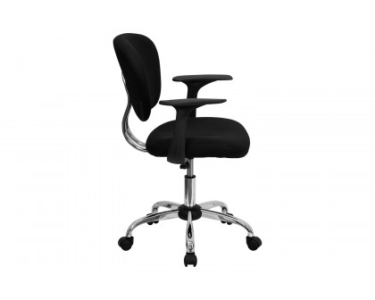 BLNK Beverly Mid-Back Mesh Padded Swivel Task Office Chair with Chrome Base - Black, with Arms