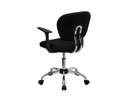 BLNK Beverly Mid-Back Mesh Padded Swivel Task Office Chair with Chrome Base - Black, with Arms