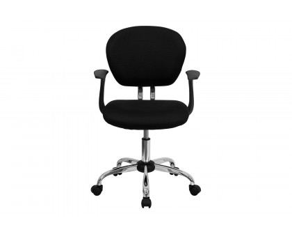 BLNK Beverly Mid-Back Mesh Padded Swivel Task Office Chair with Chrome Base - Black, with Arms