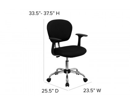 BLNK Beverly Mid-Back Mesh Padded Swivel Task Office Chair with Chrome Base - Black, with Arms