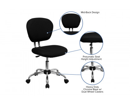 BLNK Beverly Mid-Back Mesh Padded Swivel Task Office Chair with Chrome Base - Black