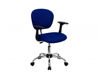 BLNK Beverly Mid-Back Mesh Padded Swivel Task Office Chair with Chrome Base - Blue, with Arms