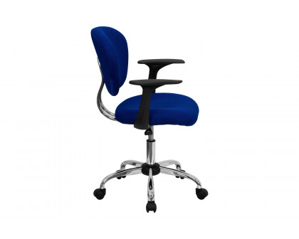 BLNK Beverly Mid-Back Mesh Padded Swivel Task Office Chair with Chrome Base - Blue, with Arms