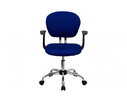 BLNK Beverly Mid-Back Mesh Padded Swivel Task Office Chair with Chrome Base - Blue, with Arms