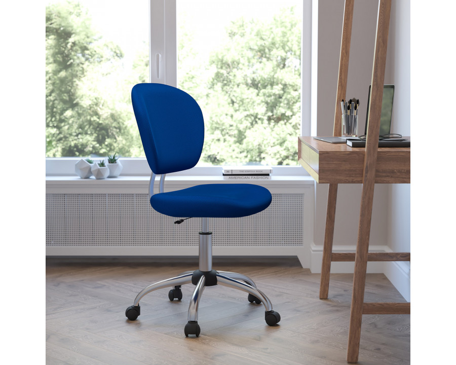 BLNK Beverly Mid-Back Mesh Padded Swivel Task Office Chair with Chrome Base - Blue