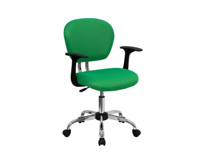 BLNK Beverly Mid-Back Mesh Padded Swivel Task Office Chair with Chrome Base - Bright Green, with Arms