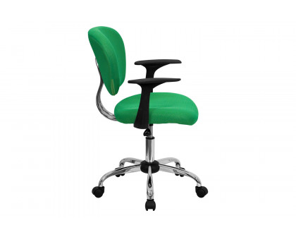 BLNK Beverly Mid-Back Mesh Padded Swivel Task Office Chair with Chrome Base - Bright Green, with Arms