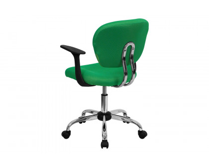 BLNK Beverly Mid-Back Mesh Padded Swivel Task Office Chair with Chrome Base - Bright Green, with Arms