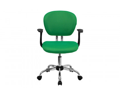 BLNK Beverly Mid-Back Mesh Padded Swivel Task Office Chair with Chrome Base - Bright Green, with Arms